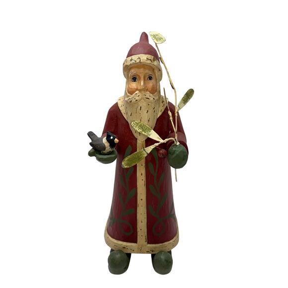 Vintage Y2K Hand-carved Hand-painted wooden Folk Art Old World Santa xmas Decor - Picture 1 of 8